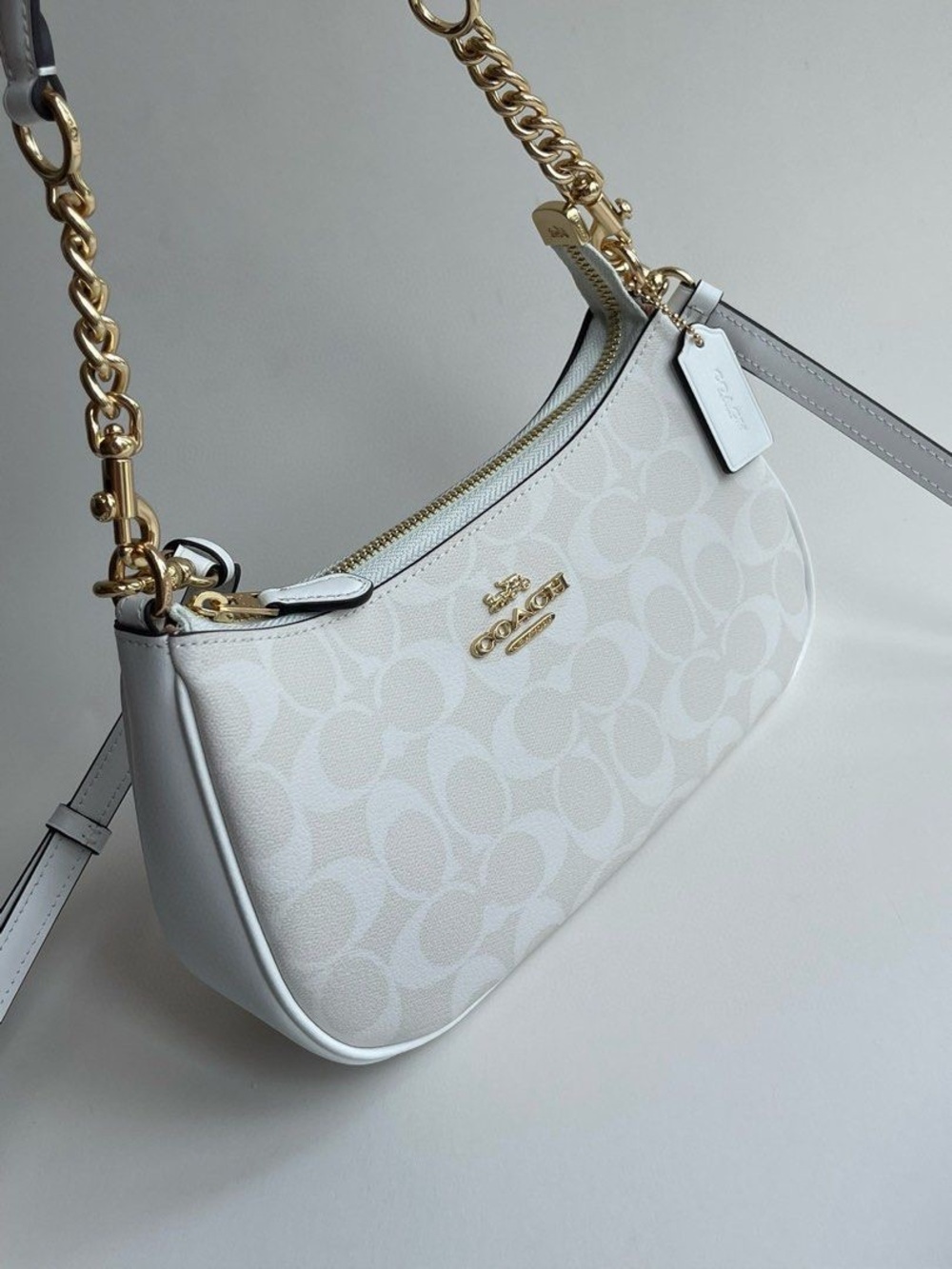 COACH Signature Mini Shoulder Bag in Chalk and Cream with Gold Hardware - Picture 2 of 3